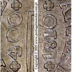 Cruzado Novo prata 1810 D. João Príncipe Regente, erro na data e valor facial invertido retificado pelo abridor de cunho.