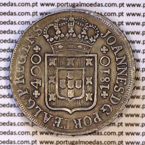 Portugal, silver coin Cruzado Novo 1810 D. João Prince Regent, Cross of the Order of Christ ✠ 20.5 mm with ends ◁⭥ 11 mm, KM331