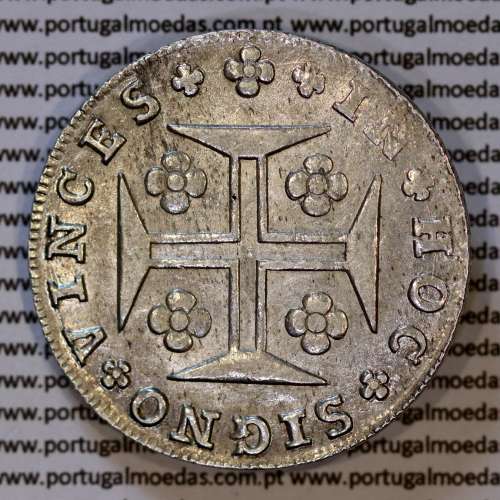 Cruzado Novo prata 1810 D. João Príncipe Regente, coroa alta e estreita, Cruz ✠ 21 mm com extremidades ◁⭥ 13 mm, (Bela-)
