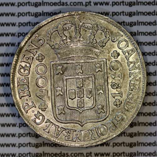 Cruzado Novo prata 1810 D. João Príncipe Regente, coroa alta e estreita, Cruz ✠ 21 mm com extremidades ◁⭥ 11,5 mm, (Bela-) Cruzado Novo prata 1810 D. João Príncipe Regente, coroa alta e estreita, Cruz ✠ 21 mm com extremidades ◁⭥ 11,5 mm, (Bela-)