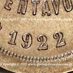 Portugal, very rare coin of 20 centavos 1922 Copper-nickel of portuguese republique, (XF+/AU), World Coins Portugal KM 571