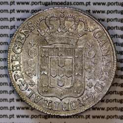 Portugal, silver coin of Cruzado Novo1810 D. João Prince Regent, diamond diadem 2 points, letter "S" caption the  with serif.