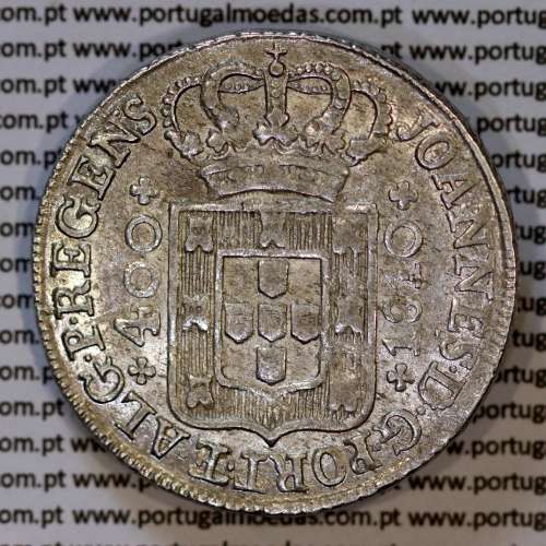 Portugal, silver coin of Cruzado Novo1810 D. João Prince Regent, diamond diadem 2 points, letter "S" caption the  with serif.