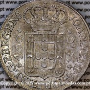 Cruzado Novo prata 1810 D. João Príncipe Regente, coroa média, diadema losango 2 pontos, "S" com serifa, (MBC+/Bela-)