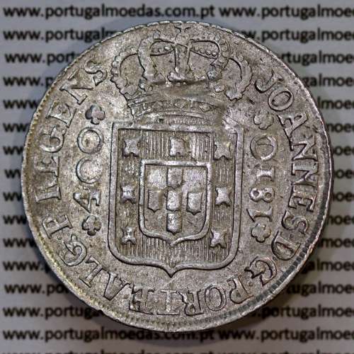Portugal, silver coin Cruzado Novo 1810 D. João Prince Regent, last "0" of the date 1810 with traces of rectification on the die