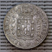 Cruzado Novo prata 1810 D. João Príncipe Regente, coroa alta, ultimo "0" da data com vestígios de retificação no cunho