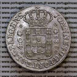 Portugal, silver coin of Cruzado Novo1810 D. João Prince Regent, diamond diadem 1 point, the letter "S" caption with serif.