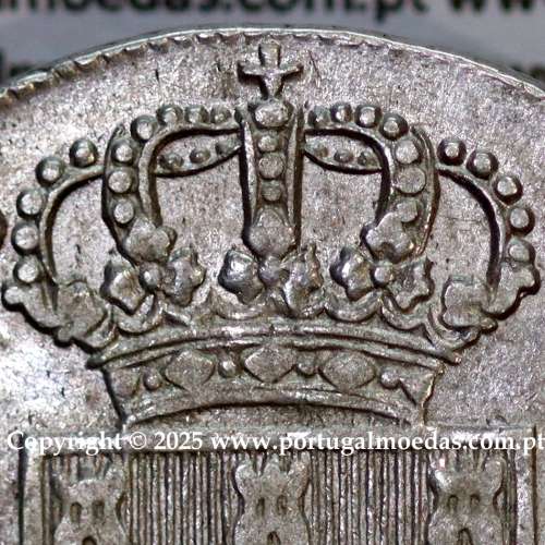 Cruzado Novo prata 1810 D. João Príncipe Regente, coroa média, diadema losango 1 ponto, "S" com serifa, (MBC+)