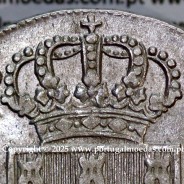 Cruzado Novo prata 1810 D. João Príncipe Regente, coroa média, diadema losango 1 ponto, "S" com serifa, (MBC+)