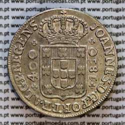 Portugal, silver coin of Cruzado Novo1810 D. João Prince Regent, diamond diadem 1 point, the letter "S" caption with serif.