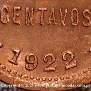 Portugal, bronze coin of 5 centavos 1922, $05 centavos 1922 Portuguese Republic, (AU/UNC), World Coins Portugal KM 569