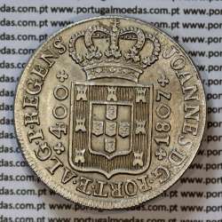 Cruzado Novo prata 1807 D. João P. Regente, coroa baixa, diadema losango 2 pontos, letra "S" 2,5mm com serifa, (MBC+/Bela)