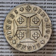 Cruzado Novo prata 1807 D. João P. Regente, coroa baixa, diadema losango 2 pontos, letra "S" 2,5mm com serifa, (MBC+/Bela)