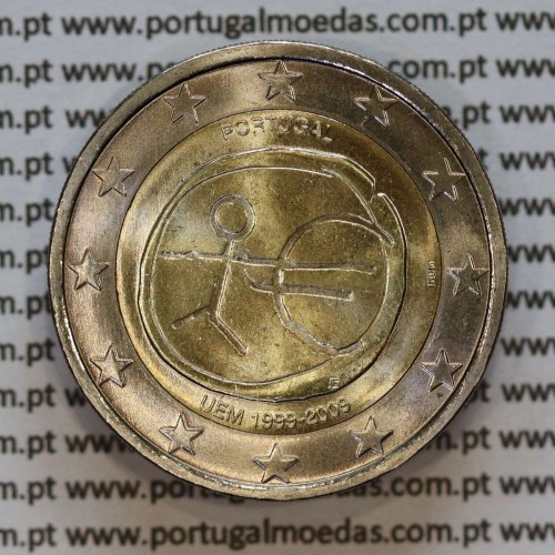 2€ Euros 2009, 10º Aniversário da União Europeia E Monetária (UEM), Bimetálica (Portugal, 2 Euro 2009, 10 Years of EMU)