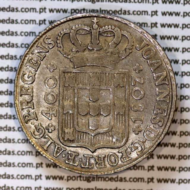 Portugal, silver coin of Cruzado Novo 1807 D. João Prince Regent, low crown 10 mm high and 9 mm rim, diadem 2 points, (VF)