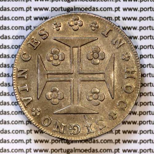 Cruzado Novo prata 1807 D. João P. Regente, coroa baixa 10mm, aro 9mm, diadema losango 2 pontos, letra "S" 3 mm, (MBC)