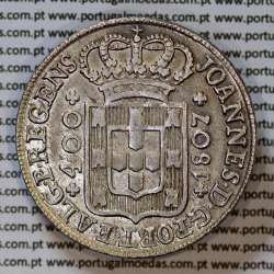 Portugal, silver coin of Cruzado Novo 1807 D. João Prince Regent, low crown, cross of the Order of Christ ✠ ⭤ ⭥ 20 mm, (VF)