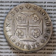 Cruzado Novo prata 1807 D. João P. Regente, coroa baixa, diadema losango 2 pontos, cruz Ordem de Cristo ✠ ⭤ ⭥ 20 mm (MBC)