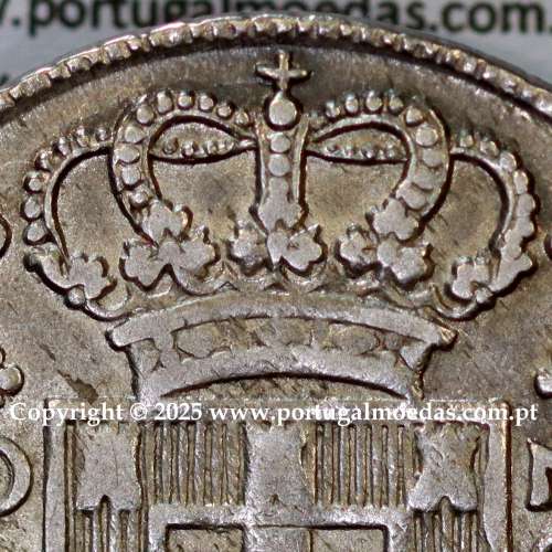 Cruzado Novo prata 1807 D. João P. Regente, coroa baixa, diadema losango 2 pontos, cruz Ordem de Cristo ✠ ⭤ ⭥ 20 mm (MBC)