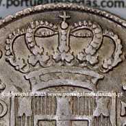 Cruzado Novo prata 1807 D. João P. Regente, coroa baixa, diadema losango 2 pontos, cruz Ordem de Cristo ✠ ⭤ ⭥ 20 mm (MBC)