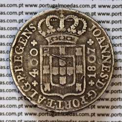 Portugal, silver coin of Cruzado Novo 1807 D. João Prince Regent, low crown, cross of the Order of Christ ✠ ⭤ ⭥ 21,5 mm, (F)