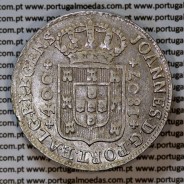 Portugal, silver coin of Cruzado Novo 1807 D. João Prince Regent, medium crown, diadem 2 points, closed petals, Rare, (VF+)
