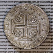 Portugal, silver coin of Cruzado Novo 1807 D. João Prince Regent, medium crown, diadem 2 points, open petals, Rare, (VF+)