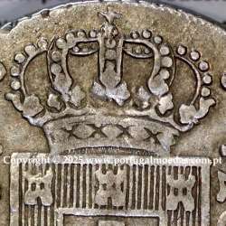 Portugal, silver coin of Cruzado Novo 1807 D. João Prince Regent, medium crown, diadem 2 points, open petals, Rare, (VF+)