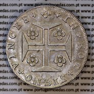 Portugal, silver coin of Cruzado Novo 1807 D. João Prince Regent, medium crown, diadem 1 point, closed petals, cross ✠ 21 mm.