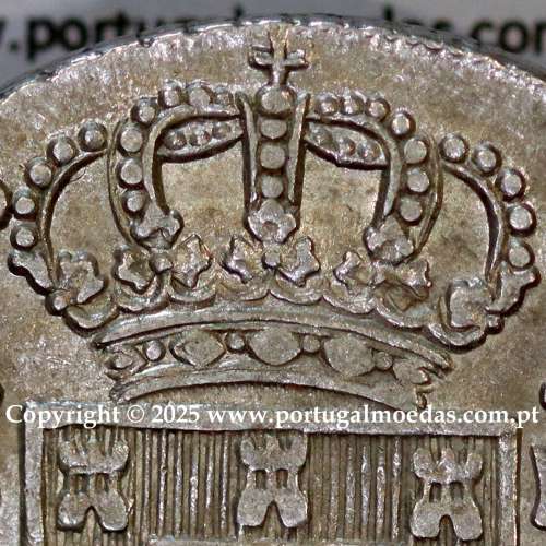 Portugal, silver coin of Cruzado Novo 1807 D. João Prince Regent, medium crown, diadem 1 point, closed petals, cross ✠ 21 mm.