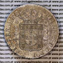 Portugal, silver coin of Cruzado Novo 1807 D. João Prince Regent, medium crown, diadem 1 point, closed petals, cross ✠ 20 mm.