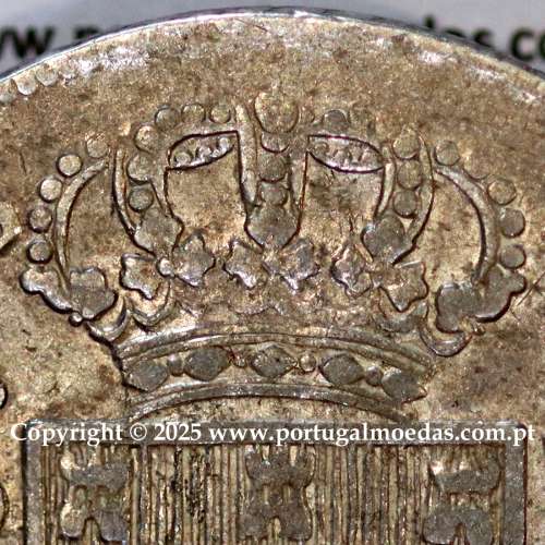 Portugal, silver coin of Cruzado Novo 1807 D. João Prince Regent, medium crown, diadem 1 point, closed petals, cross ✠ 20 mm.