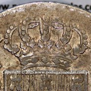 Cruzado Novo prata 1807 D. João P. Regente, coroa média, diadema losango 1 ponto, 6 pérolas arcos frontais, cruz ✠ 20 mm, (MBC+)
