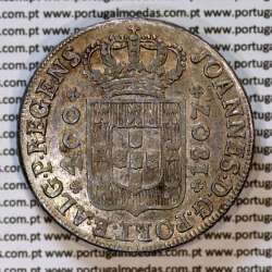 Cruzado Novo prata 1807 D. João P. Regente, coroa média, diadema losango 1 ponto, crucífero oval, cruz ✠ 22 mm, (MBC)