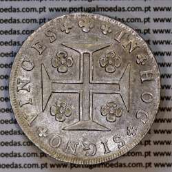 Portugal, silver coin of Cruzado Novo 1807 D. João Prince Regent, tall and narrow crown, 4-point diamond diadem, cross ✠ 20 mm.