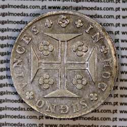 Cruzado Novo prata 1807 D. João P. Regente, coroa alta e estreita, diadema losango 4 pontos, pétalas fechadas, ✠ 21 mm
