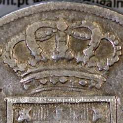 Cruzado Novo prata 1807 D. João P. Regente, coroa alta e estreita, diadema losango 4 pontos, pétalas fechadas, ✠ 21 mm