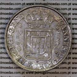 Cruzado Novo prata 1807 D. João P. Regente, coroa alta e estreita, diadema losango 4 pontos, pétalas fechadas, ✠ 21 mm, (MBC+)