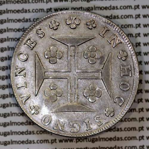 Portugal, silver coin of Cruzado Novo 1807 D. João Prince Regent, tall and narrow crown, 4-point diamond diadem, cross ✠ 21 mm.