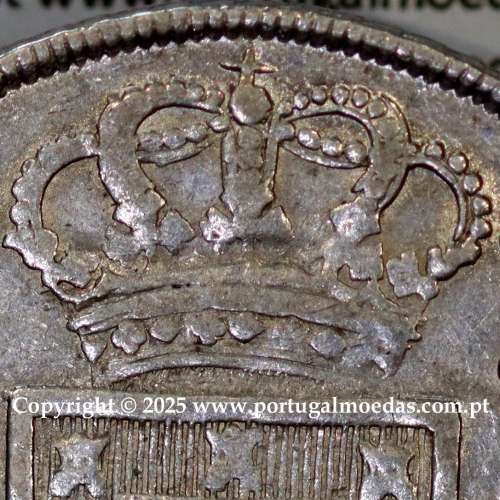Portugal, silver coin of Cruzado Novo 1807 D. João Prince Regent, tall and narrow crown, 4-point diamond diadem, cross ✠ 21 mm.