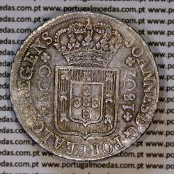 Portugal, silver coin of Cruzado Novo 1807 D. João Prince Regent, low and narrow crown 16mm, 4-point diamond diadem, ✠ 21 mm.