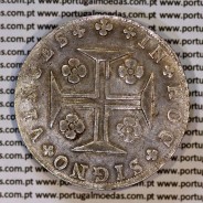 Cruzado Novo prata 1807 D. João P. Regente, coroa baixa e estreita ⭤ 16 mm, diadema losango 4 pontos, escudo 17 mm, ✠ 21 mm