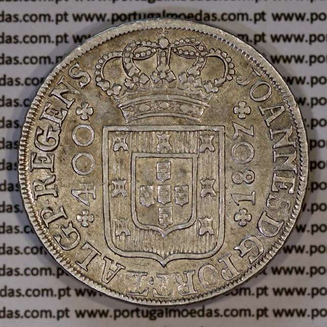 Portugal, silver coin Cruzado Novo 1807 D. João P. Regent, low crown, triumphant cross, 4-point diamond diadem, closed petals