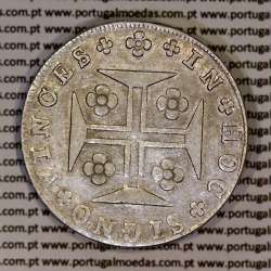 Portugal, silver coin Cruzado Novo 1807 D. João P. Regent, low crown ⭤ 17mm, diamond diadem 4 points, cross ✠ 21 ends ◁⭥ 13mm