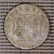 Portugal, silver coin Cruzado Novo 1807 D. João P. Regent, low crown ⭤ 17mm, diamond diadem 4 points, cross ✠ 21 ends ◁⭥ 13mm