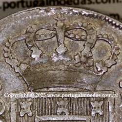 Cruzado Novo prata 1807 D. João P. Regente, coroa baixa ⭤ 17 mm, diadema losango 4 pontos, cruz ✠ 21 extremidades ◁⭥ 13mm