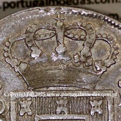 Portugal, silver coin Cruzado Novo 1807 D. João P. Regent, low crown ⭤ 17mm, diamond diadem 4 points, cross ✠ 21 ends ◁⭥ 13mm