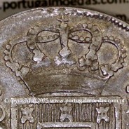 Cruzado Novo prata 1807 D. João P. Regente, coroa baixa ⭤ 17 mm, diadema losango 4 pontos, cruz ✠ 21 extremidades ◁⭥ 13mm