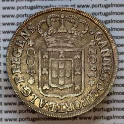 Cruzado Novo prata 1807 D. João P. Regente, coroa baixa, 3 pérolas, cruz triunfante, diadema losango 4 pontos, pétalas abertas