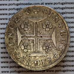 Cruzado Novo prata 1807 D. João P. Regente, coroa baixa e estreita ⭤ 16 mm, diadema losango 4 pontos, escudo 18 mm, ✠ 21 mm